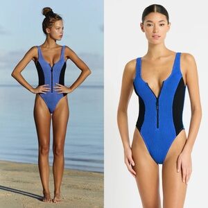 Bond-Eye Mara Splice One Piece Swimsuit in Cobalt & Black